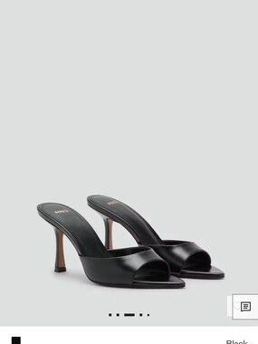 ISO Mango Black Leather Open-Toe Stiletto Mules 7.5